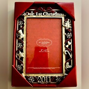 Married in 2011? Our First Christmas-St. Nicholas Square Silver Photo Frame NWT